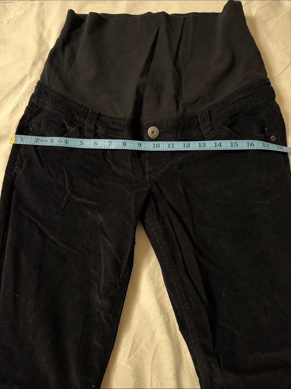Thyme Maternity Black Corduroy Pull-On Maternity Pants - Picture 8 of 12